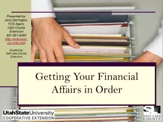 Getting Your Financial Affairs in Order