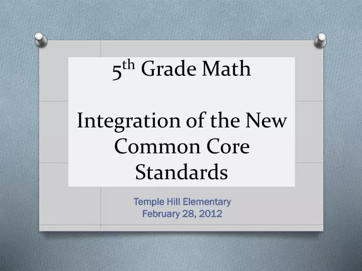 5 th grade math integration of the new common core standards