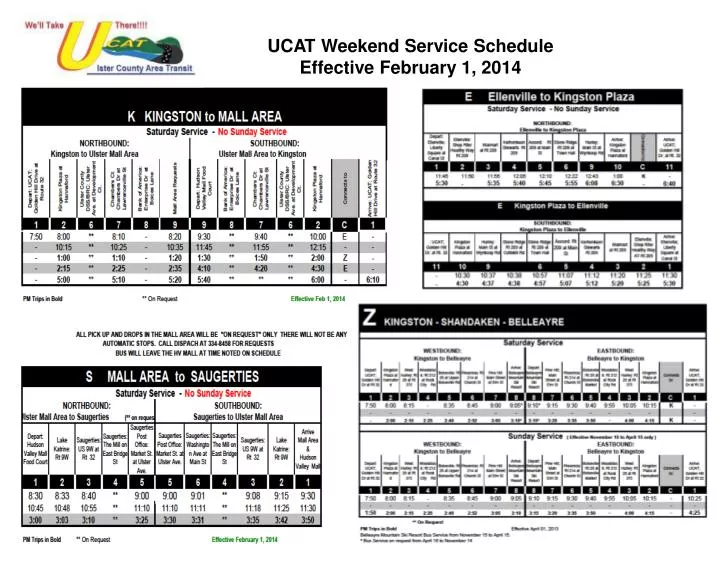 ucat weekend service schedule effective february 1 2014
