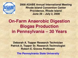 2008 ASABE Annual International Meeting Rhode Island Convention Center Providence, Rhode Island