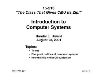 Introduction to Computer Systems