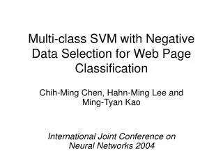 Multi-class SVM with Negative Data Selection for Web Page Classification