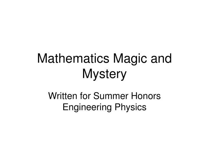 mathematics magic and mystery