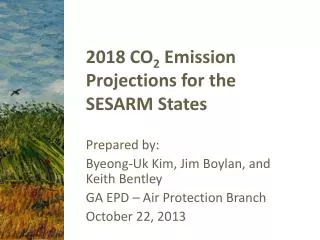 2018 CO 2 Emission Projections for the SESARM States