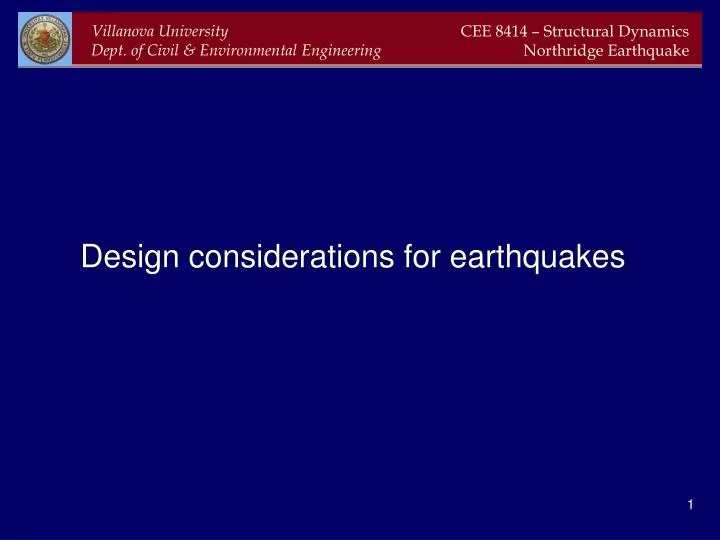 design considerations for earthquakes