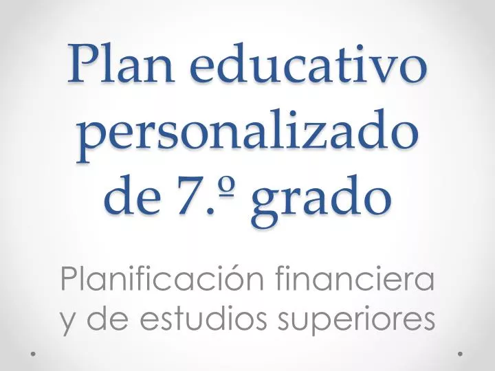 plan educativo personalizado de 7 grado