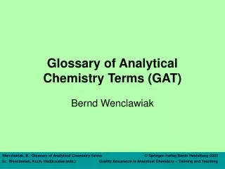 Glossary of Analytical Chemistry Terms (GAT)