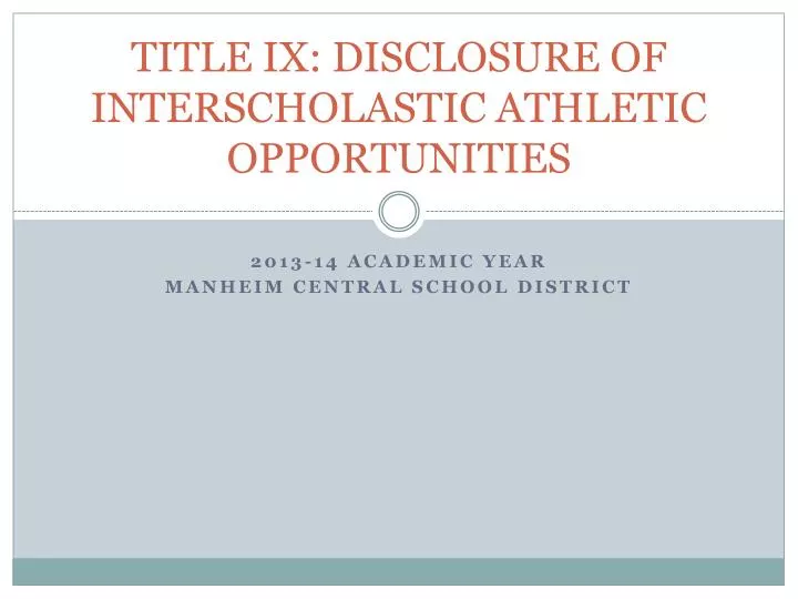 title ix disclosure of interscholastic athletic opportunities