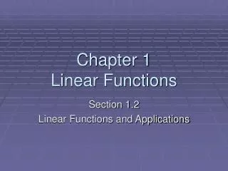 Chapter 1 Linear Functions