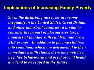 Implications of Increasing Family Poverty