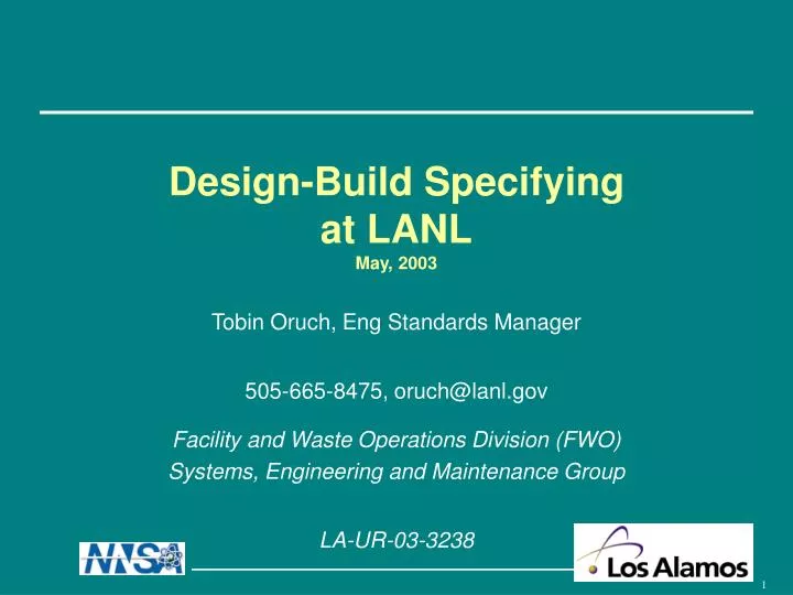 design build specifying at lanl may 2003