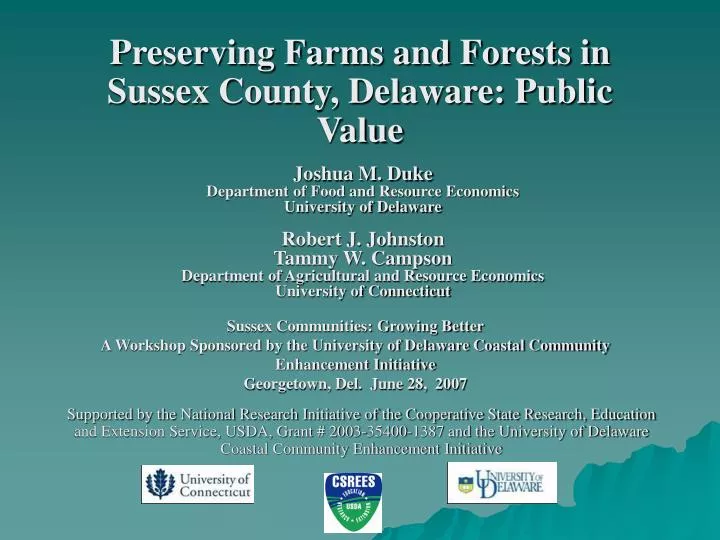 preserving farms and forests in sussex county delaware public value