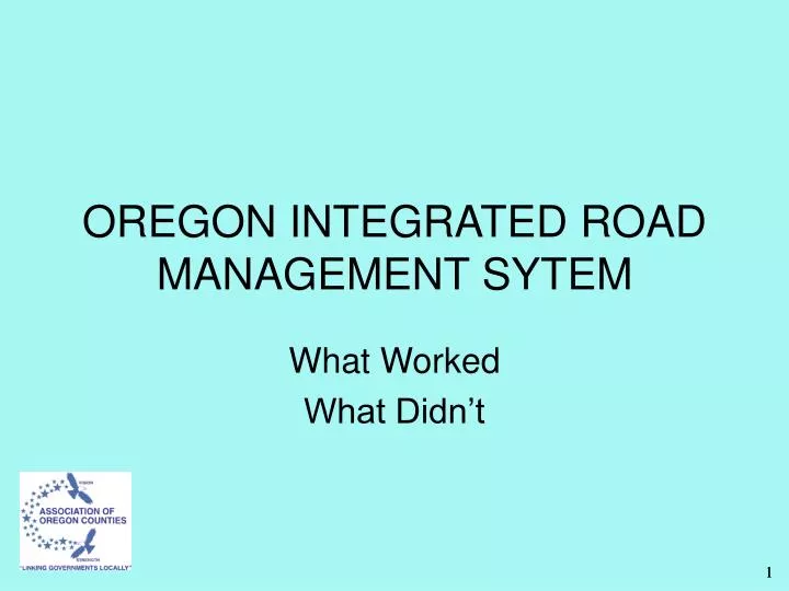 oregon integrated road management sytem