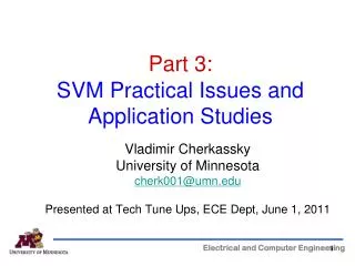 Part 3: SVM Practical Issues and Application Studies