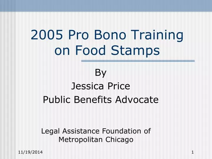 2005 pro bono training on food stamps