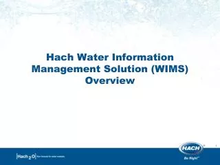 Hach Water Information Management Solution (WIMS) Overview