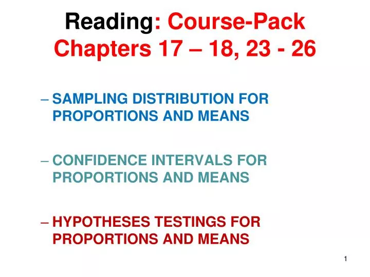 reading course pack chapters 17 18 23 26