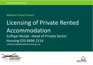 Licensing of Private Rented Accommodation