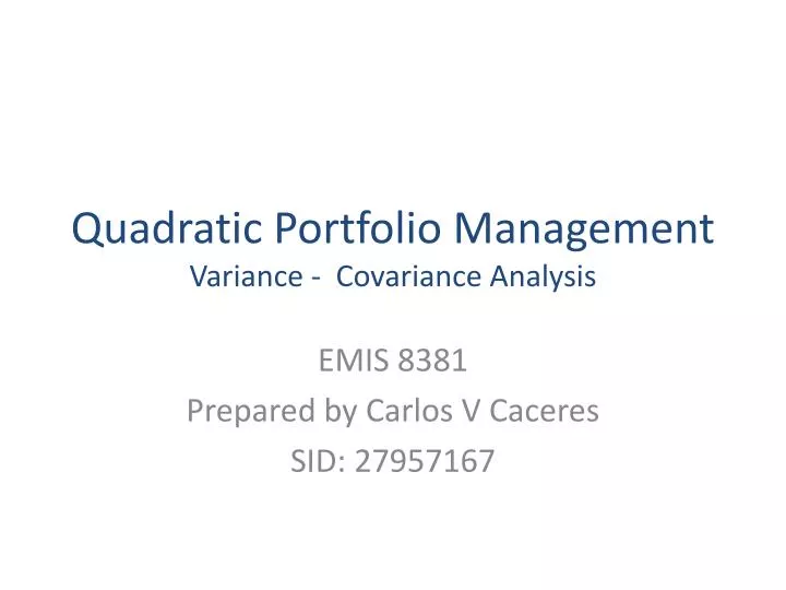 quadratic portfolio management variance covariance analysis