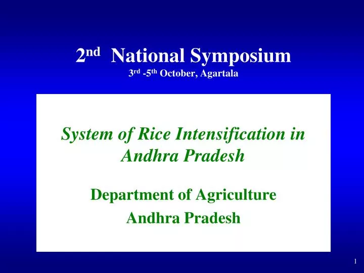 2 nd national symposium 3 rd 5 th october agartala