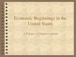 Economic Beginnings in the United States