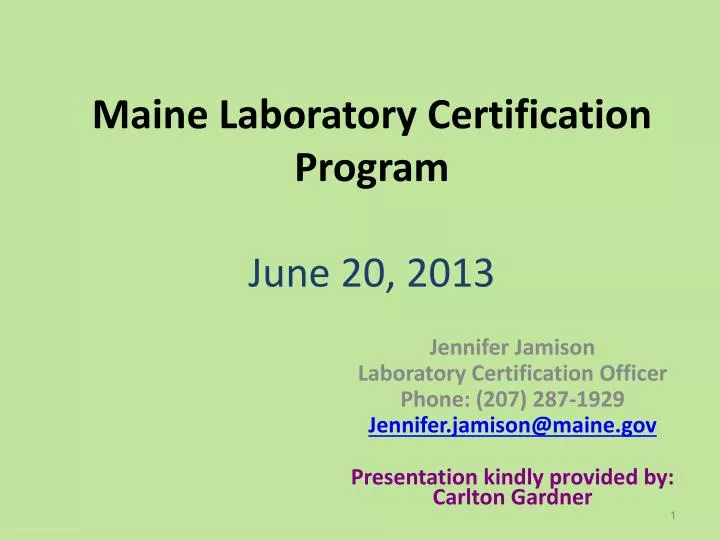 maine laboratory certification program june 20 2013