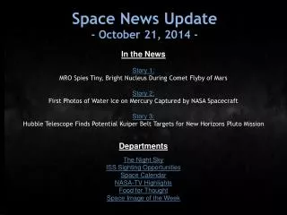 Space News Update - October 21, 2014 -