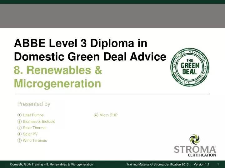 abbe level 3 diploma in domestic green deal advice 8 renewables microgeneration