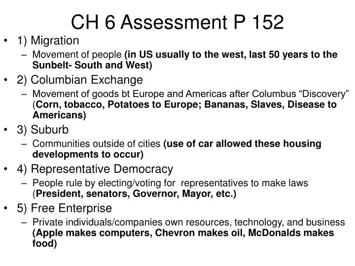 ch 6 assessment p 152