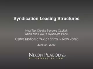 Syndication Leasing Structures