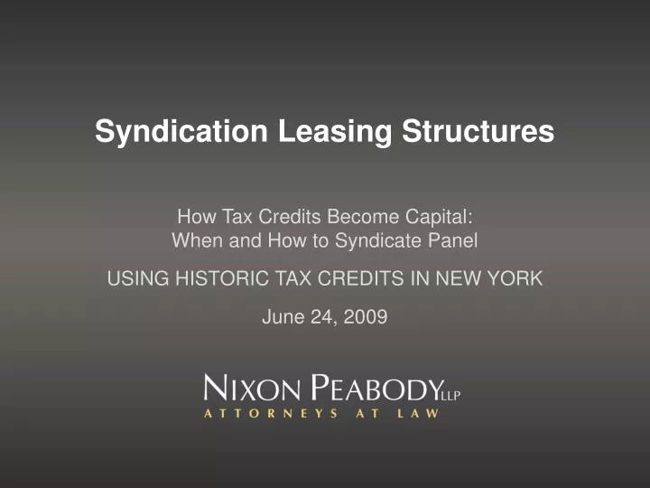 syndication leasing structures