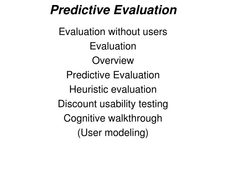predictive evaluation