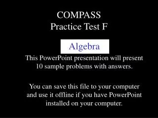 COMPASS Practice Test F