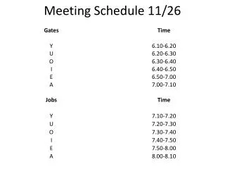 Meeting Schedule 11/26