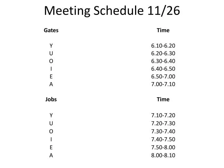 meeting schedule 11 26