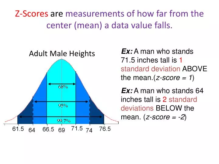 z scores are measurements of how far from the center mean a data value falls