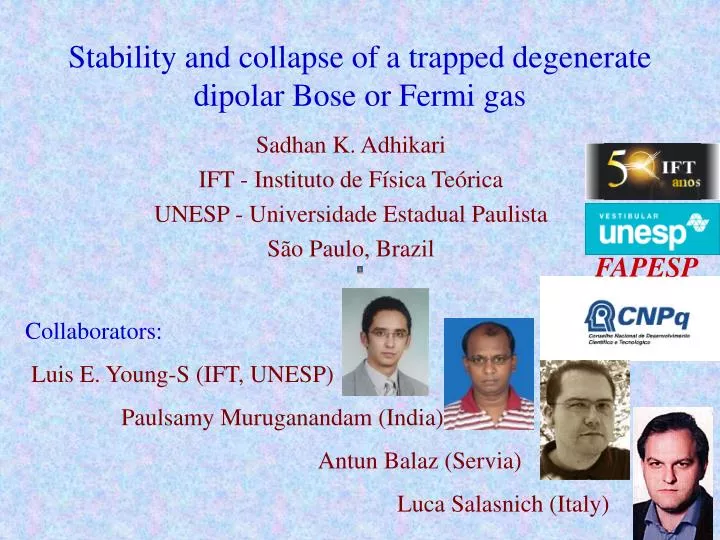 stability and collapse of a trapped degenerate dipolar bose or fermi gas