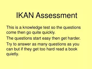 ikan assessment