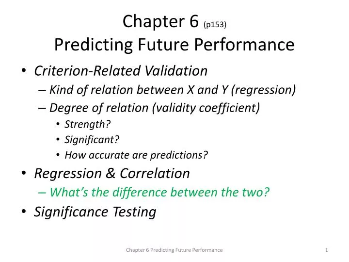 chapter 6 p153 predicting future performance