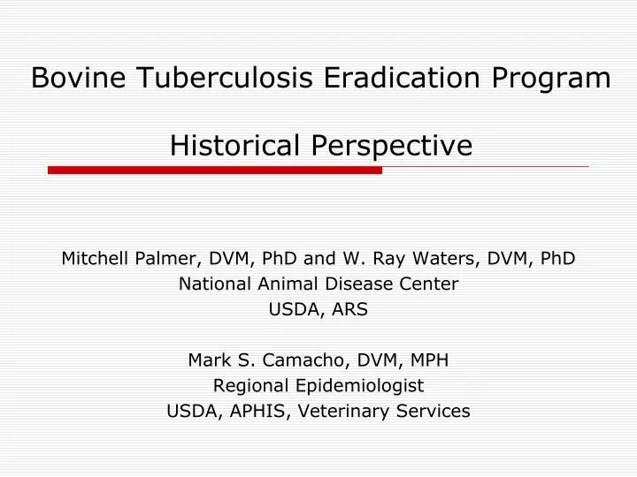bovine tuberculosis eradication program historical perspective