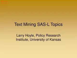 Text Mining SAS-L Topics
