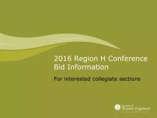 2016 Region H Conference Bid Information
