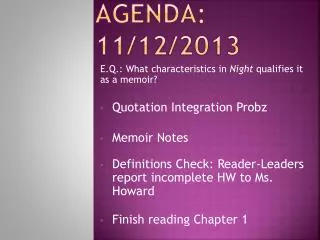 AGENDA: 11/12/2013