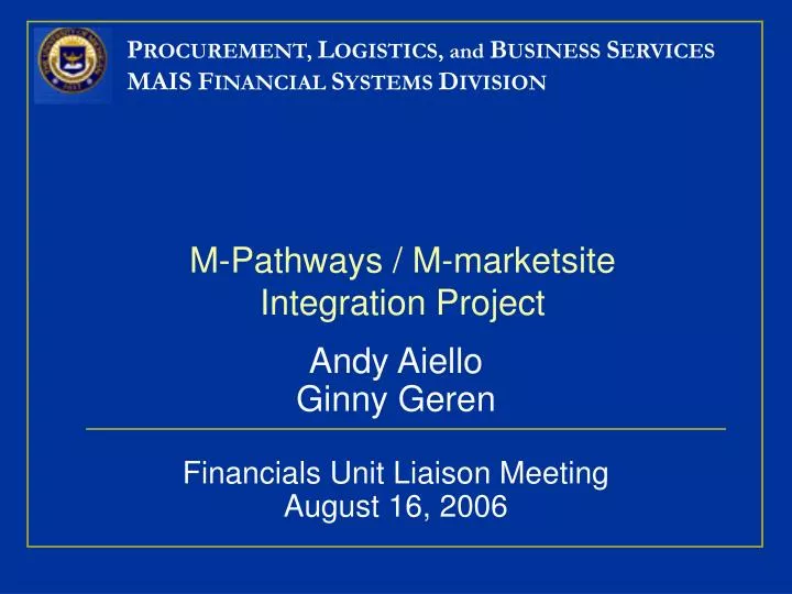 m pathways m marketsite integration project