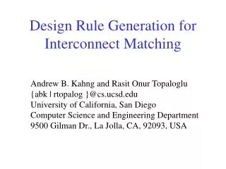 Design Rule Generation for Interconnect Matching