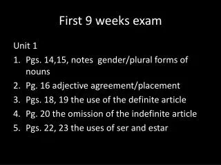 First 9 weeks exam