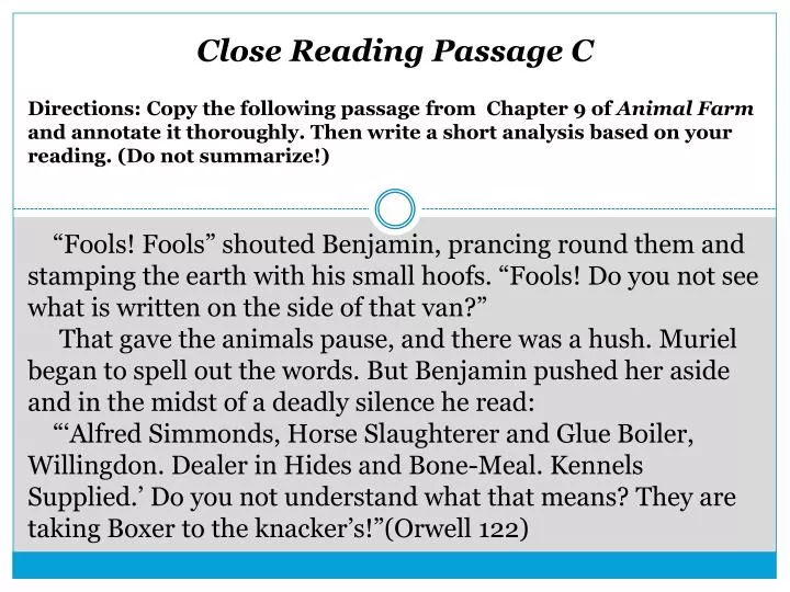 close reading passage c