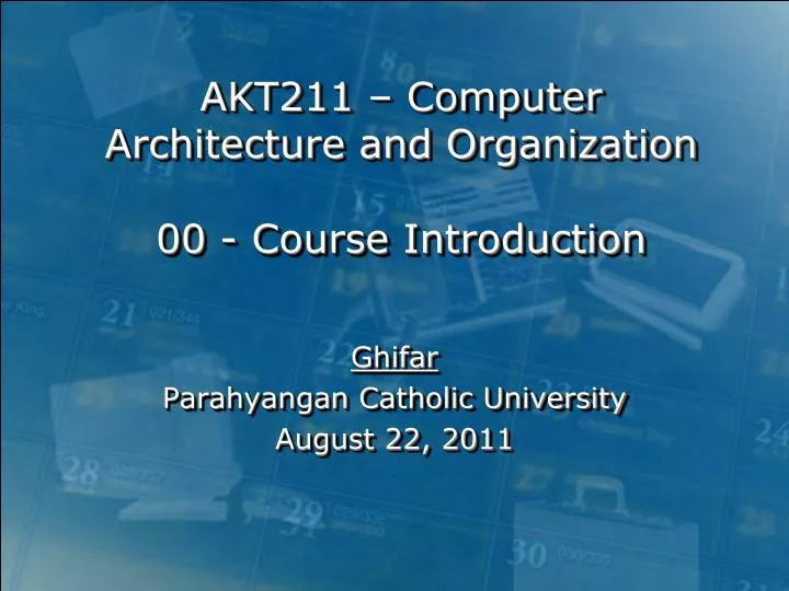 akt211 computer architecture and organization 00 course introduction