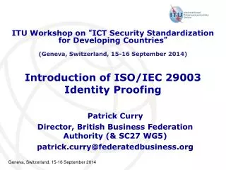 Introduction of ISO/IEC 29003 Identity Proofing