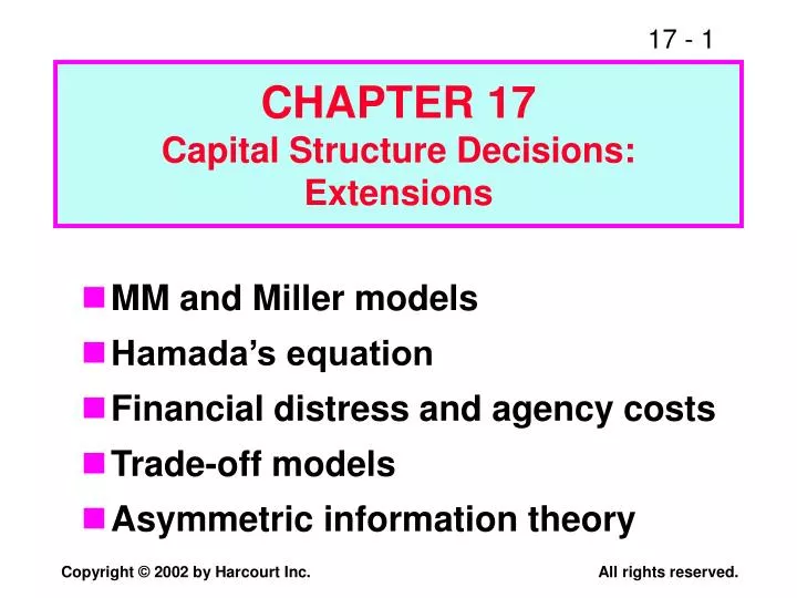 chapter 17 capital structure decisions extensions